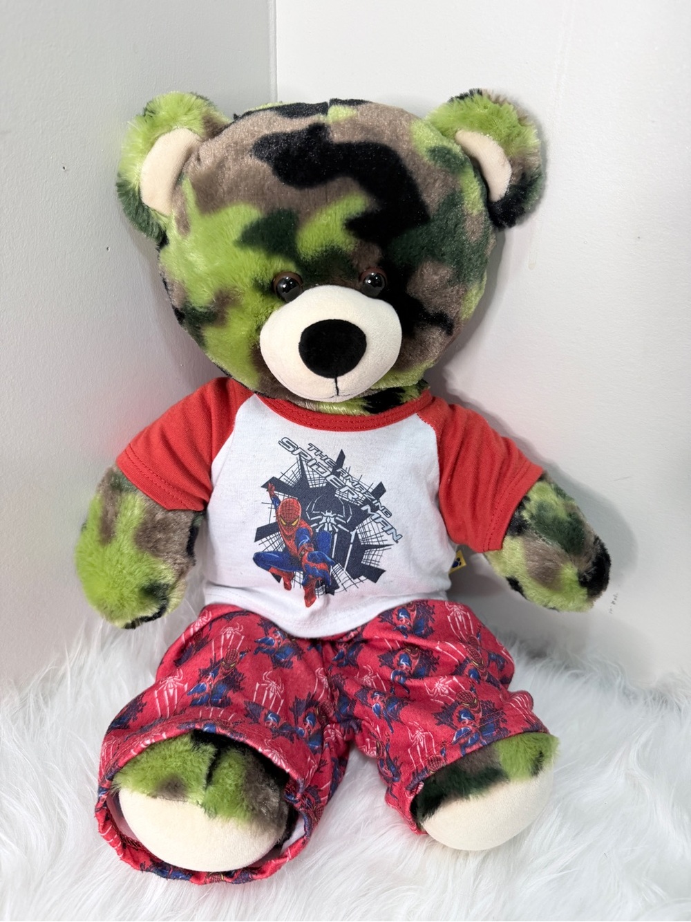 Build-A-Bear x Spider-Man Green Camo Teddy Bear with Tee and Pants 17”
